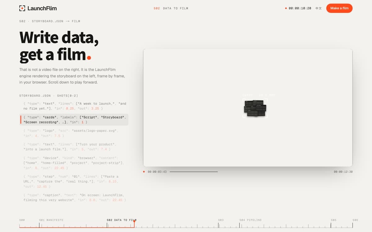 Capture: chapter S02 of the site (desktop)